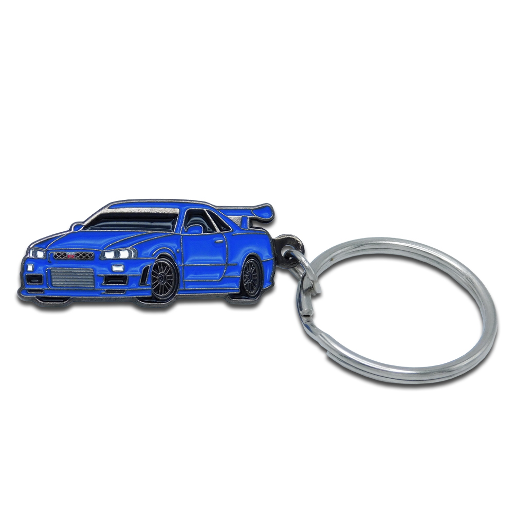 F&F GT-R R34 Blue Key Chain | Cool Car Pins™